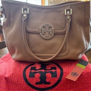Tory Burch Amanda Classic Handle Hobo in Aged Vachetta.